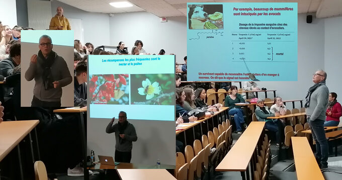 Les élèves écoutent la conférence (et prennent des notes !)